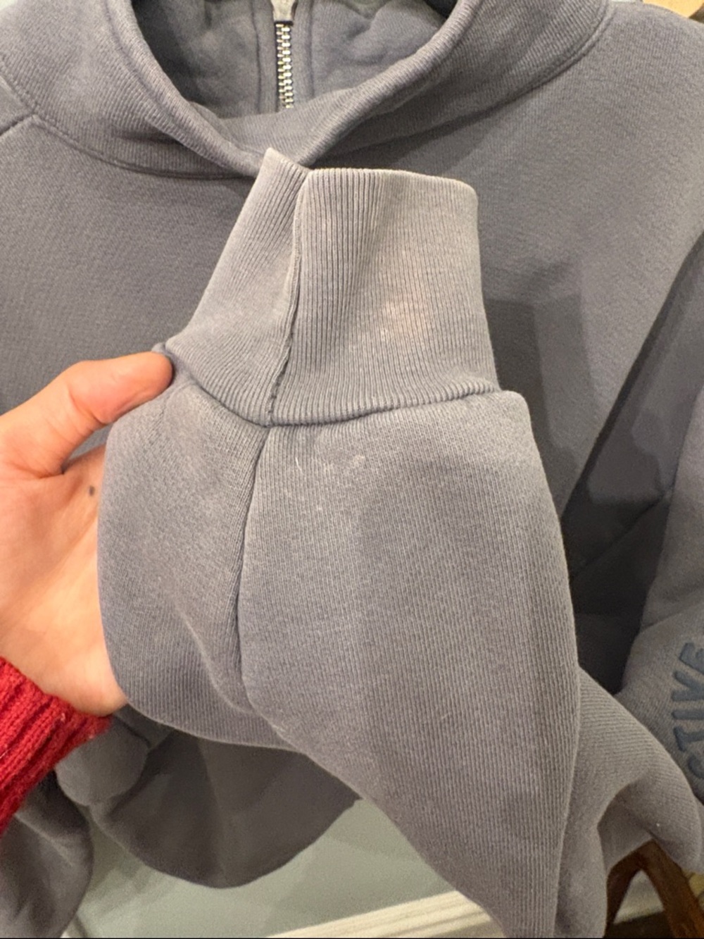 Set active Cropped Quarter-Zip Pullover in Dusty Gray original heavey sweats - Picture 6 of 12